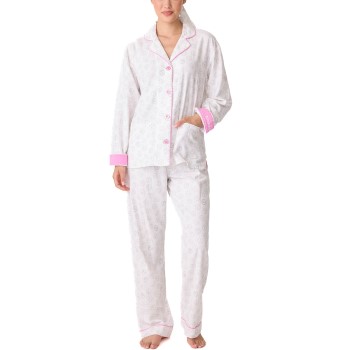 PJ Salvage Long Sleeve Flannel Pyjama Hvid/Rosa bomuld Large Dame