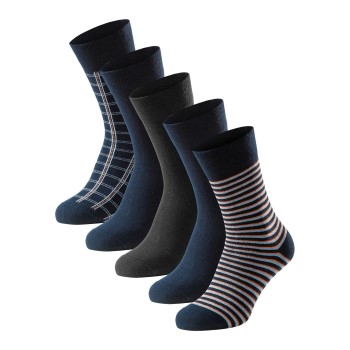 Schiesser Strømper 5P Men Blue Bird Socks Sort/Blå Str 39/42 Herre