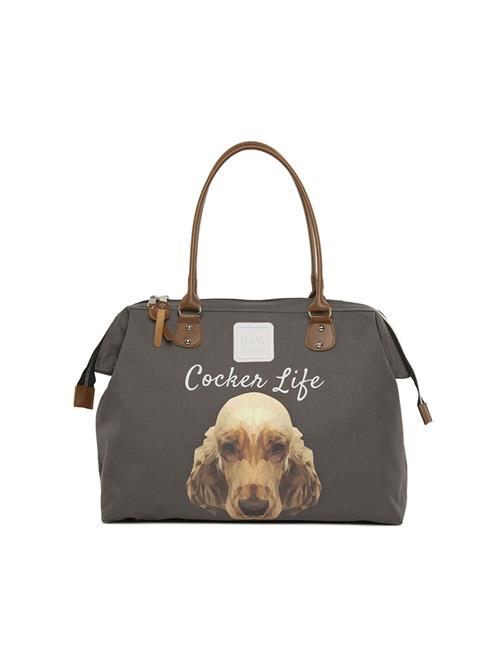 Bagmori Weekendtaske 'Cocker Spaniel'  beige / brun / mørkegrå / hvid