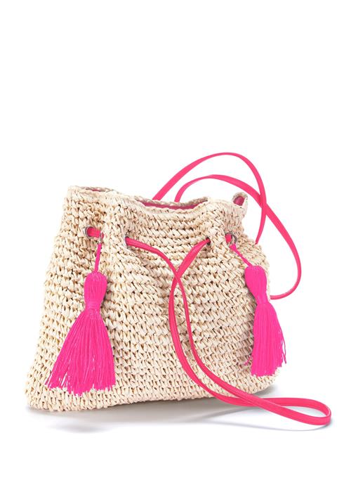 LASCANA Strandtaske  lysebeige / neonpink