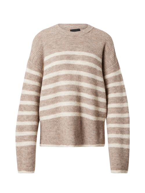 Se PIECES Pullover 'LINE'  creme / brun-meleret ved About You