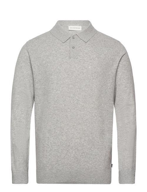 Se Tom Tailor Cosy Structured Knit Polo Tom Tailor Grey ved Booztlet