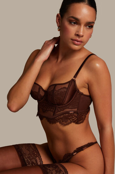 Hunkemöller Ikke-formstøbt longline-bøjle-bh Indigo Brown