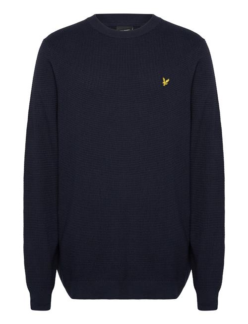 Lyle & Scott Grid Knit Crew Neck Jumper Lyle & Scott Navy