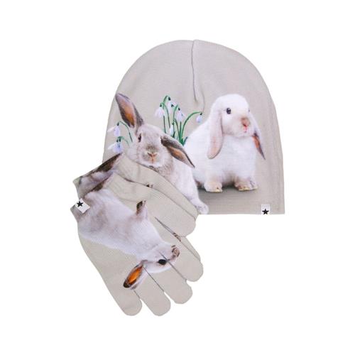 Molo Kaya Sæt Med Hue Og Handsker Bunnies | Beige | 3-6 years