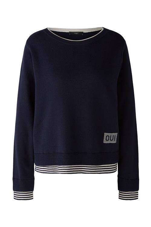 OUI Pullover 'LEEZA'  mørkeblå / hvid