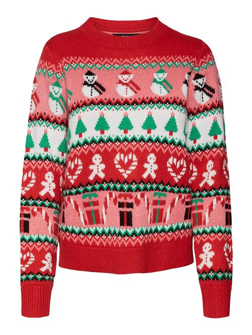 Se VERO MODA Pullover 'Xmas'  græsgrøn / rød / sort / hvid ved About You