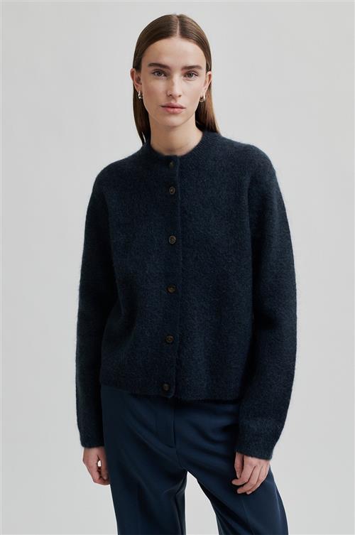 Second Female Brook Mohair Blend Knit Plain Cardigan Kvinde Vulcan Sweaters Str XS Mohair - hos Magasin