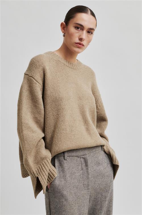 Second Female Cler Wool Knit Oneck Kvinde Laurel Oak Sweaters Str XS - hos Magasin