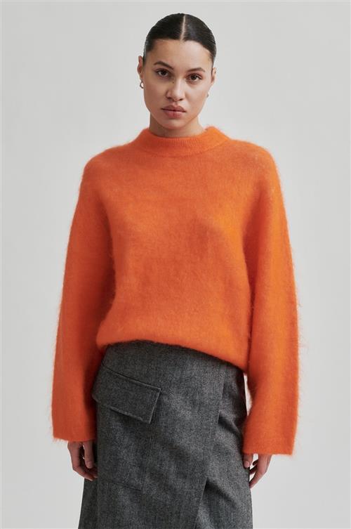 Second Female Anneleen Mohair Blend Knit Oneck Kvinde Pureed Pumpkin Sweaters Str XS Mohair - hos Magasin