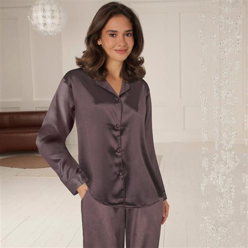 Se Lady Avenue Satin Long Sleeve Pyjamas Pyjamassæt Str XS - Bomuld hos Magasin ved Magasin