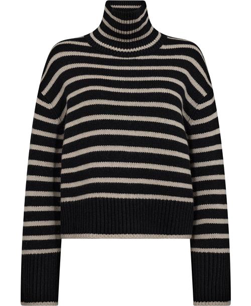 Se Lisa Yang Fleur Stripes Sweater Black/sand Stripes Size 2 Kvinde Black/sand Stripes Rullekraver Str S/M - hos Magasin ved Magasin