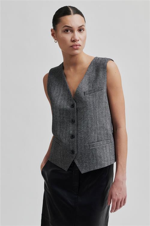 Second Female Waleria Wool Waistcoat Kvinde Black Veste Str S - hos Magasin