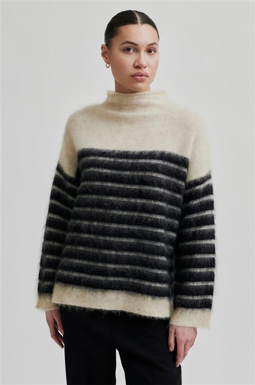 Second Female Juta Knit Mohair Blend Tneck Kvinde Black Sweaters Str L Mohair - hos Magasin