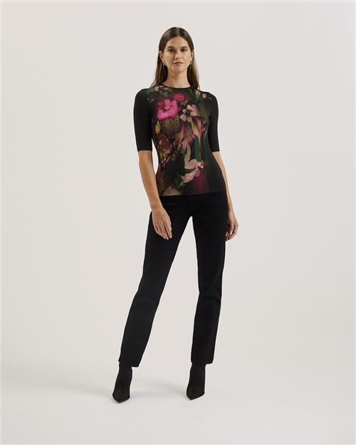 Ted Baker Floene Printed Skinny Fit Top Kvinde Black Toppe Str M /3 - hos Magasin