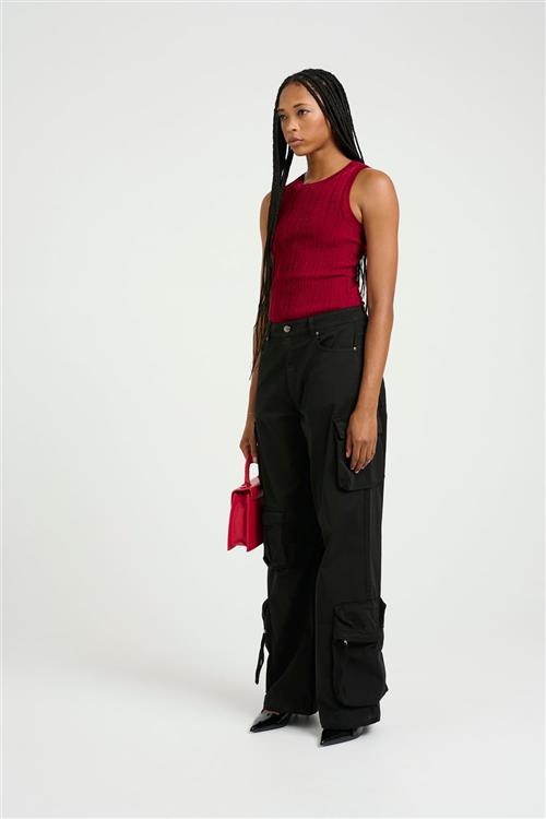 Se Gestuz Silvigz rib sl top Kvinde Feisty Red Metallic Tanktoppe Str XL - hos Magasin ved Magasin