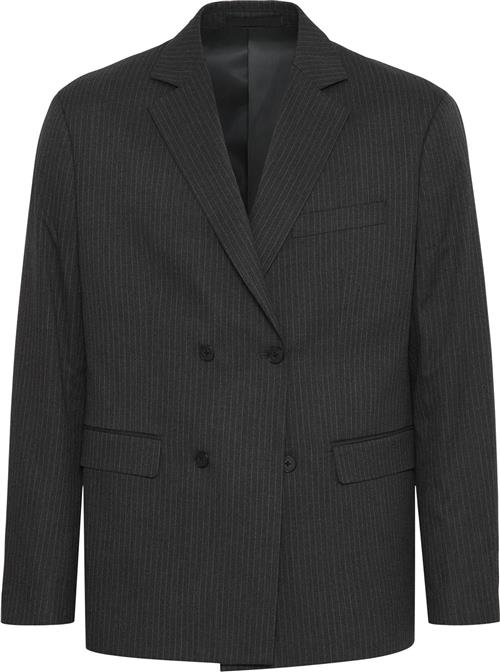 Casual Friday Cfbruce Pinstriped Relaxed Blazer Kvinde Dark Grey Melange Blazere Relaxed Fit Str 46 - hos Magasin