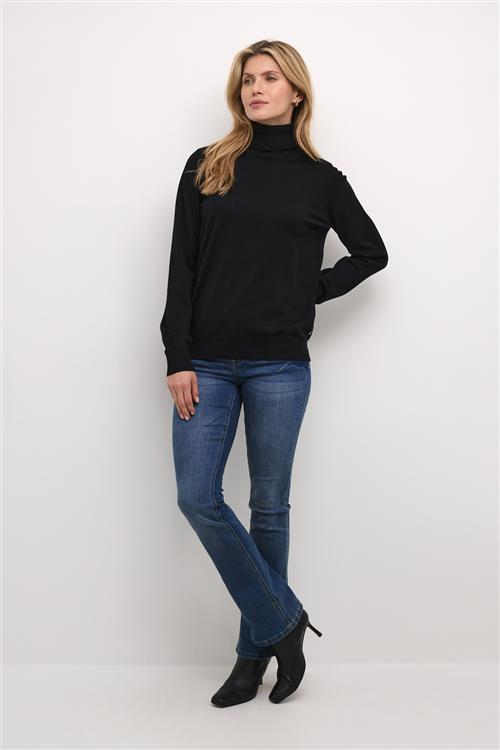 Se Cream Crvillea Knit Rollneck Kvinde Pitch Black Sweaters Str XS - hos Magasin ved Magasin