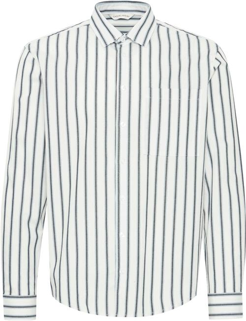 Casual Friday Cfalvin LS Dobby Striped Shirt Kvinde Snow White Skjorter Relaxed Fit Str L - hos Magasin