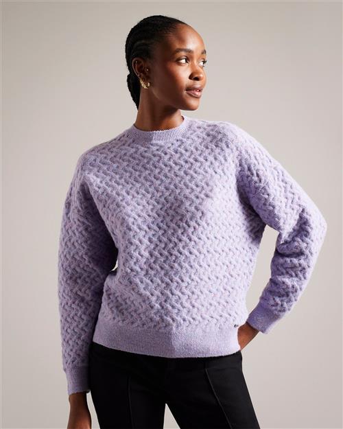 Ted Baker Morlea Horizontal Cable Relaxed Fit Kvinde Lt-purple Sweaters Str L /4 - hos Magasin