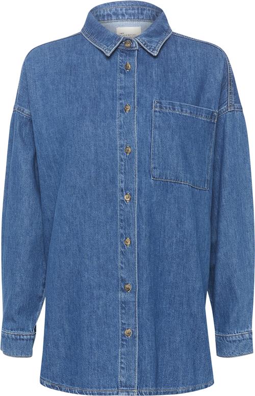 My Essential Wardrobe Malomw 143 Shirt Kvinde Medium Blue Vintage Wash Denimskjorter Str 36 - hos Magasin