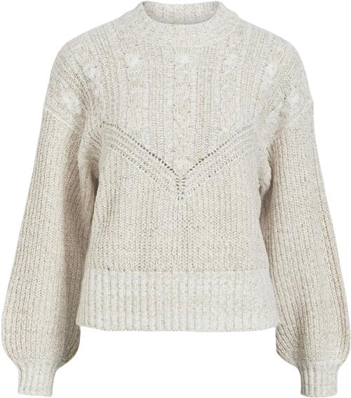 Object Objnova Stella Cable Knit Pullover Kvinde Humus/melange Sweaters Str XS - hos Magasin