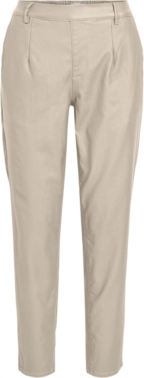 Object Objbelle Lisa Coated Pant Noos Kvinde Sandshell/col Bukser Med Smalle Ben Str 36 - hos Magasin