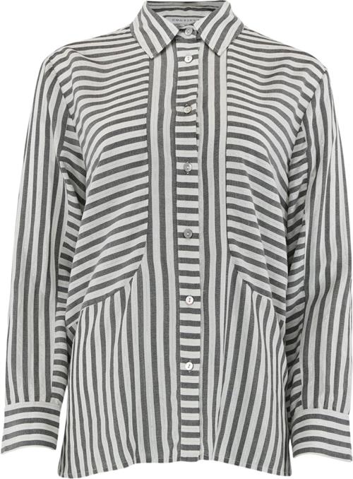 CONTINUE Selma Lurex Kvinde Offwhite With Black Stripe Langærmede Skjorter Str XL - hos Magasin