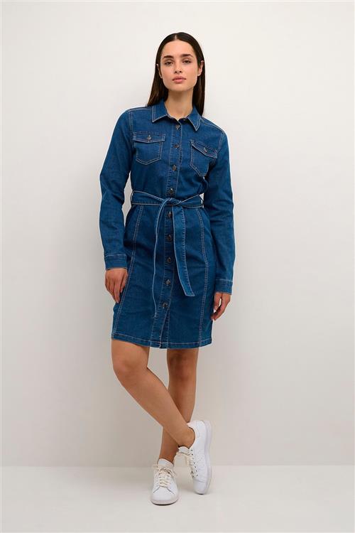 Kaffe Kavicky Denim Dress Kvinde Medium Blue Washed Denim Korte Kjoler Str 44 Denim - hos Magasin