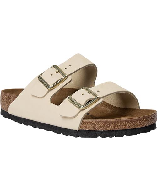 Se Birkenstock Arizona Lenb Ecru Kvinde Beige Flade Sandaler Str 40 - hos Magasin ved Magasin