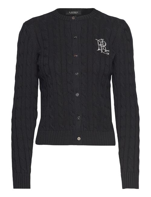 Se Lauren Ralph Lauren Cable-Knit Cotton Cardigan Lauren Ralph Lauren Black ved Booztlet