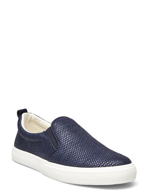 Lauren Ralph Lauren Haddley Leather-Trim Straw Sneaker Lauren Ralph Lauren Navy