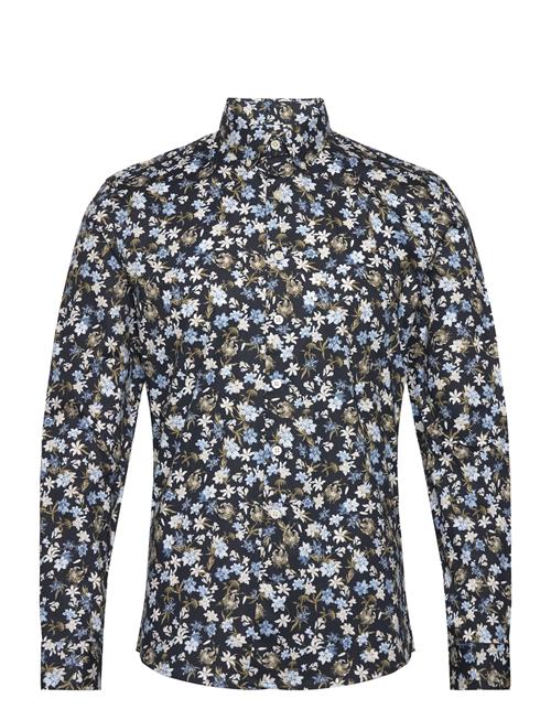 Lindbergh Aop Floral Shirt L/S Lindbergh Blue