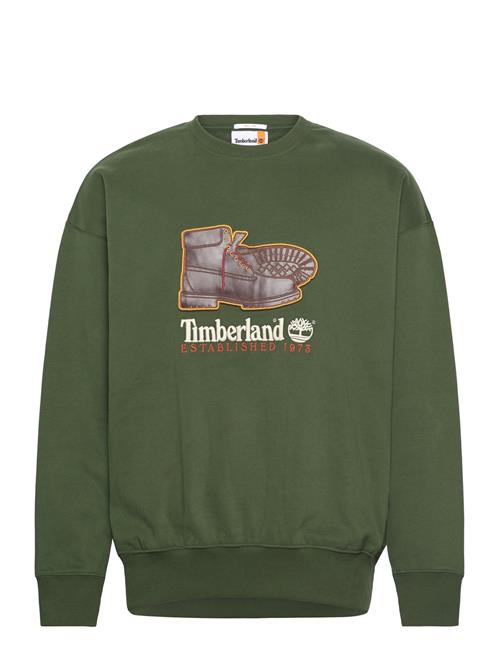 Timberland New Box Fit Badge Crew Neck Black Forest Green Timberland Green