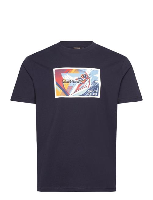 Se Napapijri Portalet Short Sleeve T-Shirt Napapijri Navy ved Booztlet