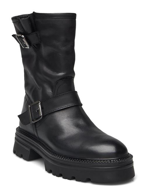 Bianco Biamella Pull On Buckle Boot Smooth Leather Bianco Black