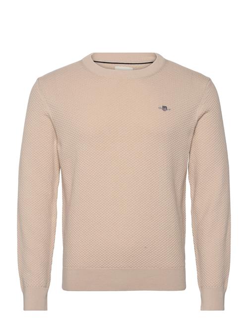 Se GANT Structured Cotton C-Neck GANT Beige ved Booztlet