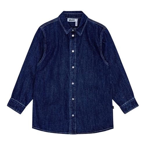 Se Molo Rain Skjorte Oceanic Denim | Marine blå | 110/116 cm ved Babyshop