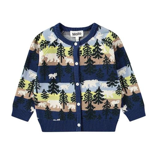 Se Molo Brody Cardigan Forest Bears | Blå | 98 cm ved Babyshop