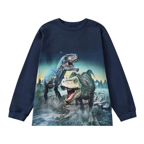 Molo GOTS Rube Langærmet T-shirt Playing Dinos | Marine blå | 128 cm