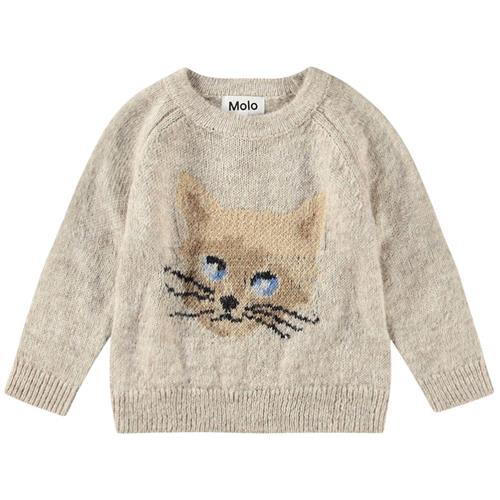 Se Molo Gilby Strikket trøje Kitten | Beige | 98 cm ved Babyshop