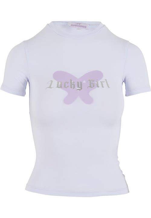 Se Felicious Shirts 'Lucky Girl '  lavendel / sølv / hvid ved About You