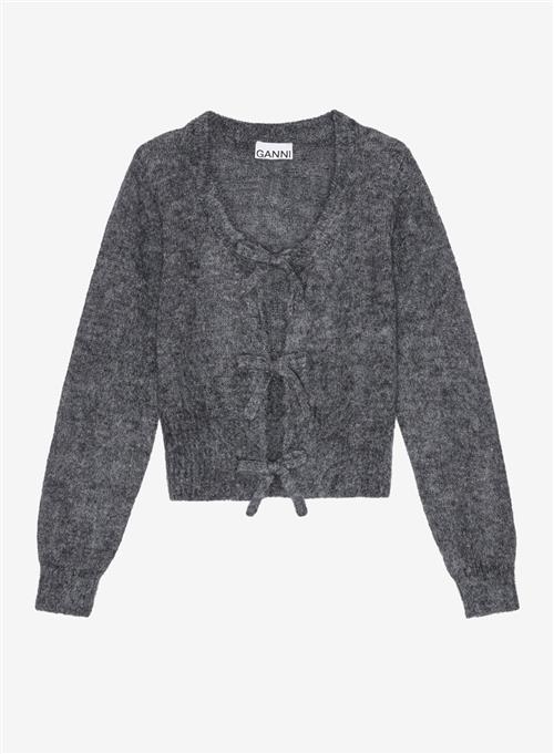 Ganni Light Mohair Tie String Cardigan Paloma Melange