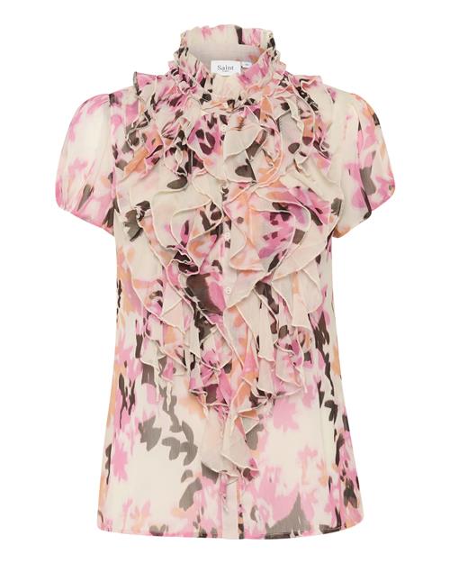 SAINT TROPEZ Bluse 'Lilja'  antracit / lyserød / lys pink