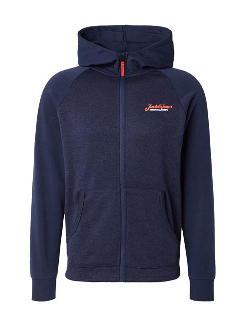 JACK & JONES Sweatjakke 'JJERIK'  navy / orange / hvid