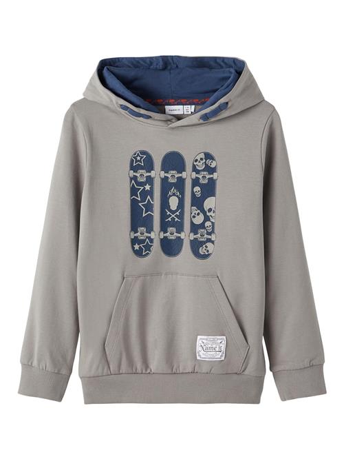 NAME IT Sweatshirt 'Kitab'  mørkeblå / grå / hvid