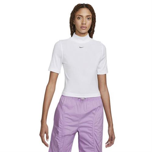 Nike Sportswear Essentials Ribbed Mockneck T-shirt S - Trænings T-shirts Bomuld hos Magasin