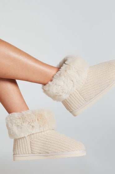 Hunkemöller Hjemmesko Knit Boot hvid