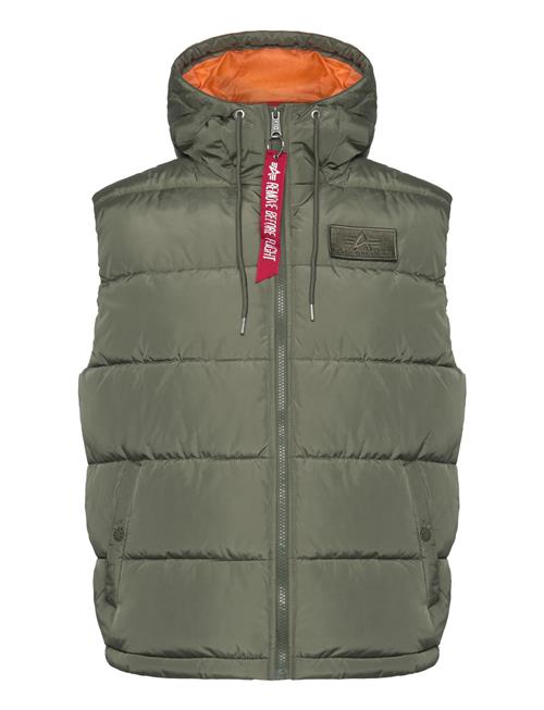 Se Alpha Industries Hooded Puffer Vest Fd Alpha Industries Green ved Booztlet