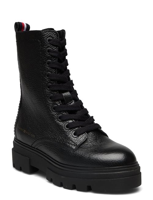 Se Tommy Hilfiger Monochromatic Lace Up Boot Tommy Hilfiger Black ved Booztlet